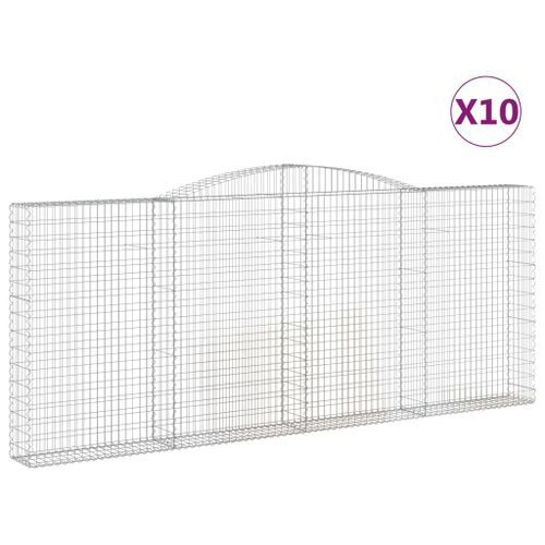 Paniers à gabions arqués 10 pcs 400x30x160/180 cm Fer galvanisé - Photo n°2; ?>