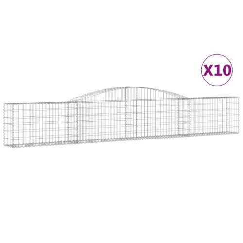 Paniers à gabions arqués 10 pcs 400x30x60/80 cm Fer galvanisé - Photo n°2; ?>