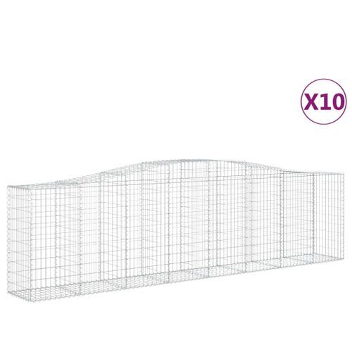 Paniers à gabions arqués 10 pcs 400x50x100/120 cm Fer galvanisé - Photo n°2; ?>