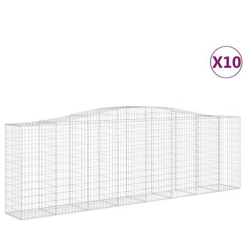 Paniers à gabions arqués 10 pcs 400x50x120/140 cm Fer galvanisé - Photo n°2; ?>