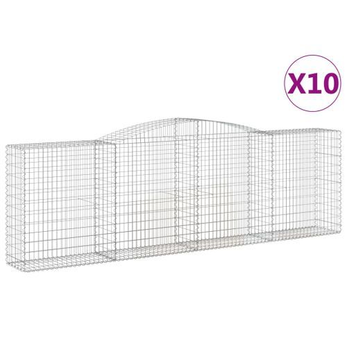 Paniers à gabions arqués 10 pcs 400x50x120/140 cm Fer galvanisé - Photo n°2; ?>