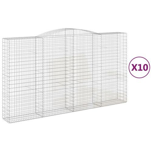 Paniers à gabions arqués 10 pcs 400x50x220/240 cm Fer galvanisé - Photo n°2; ?>