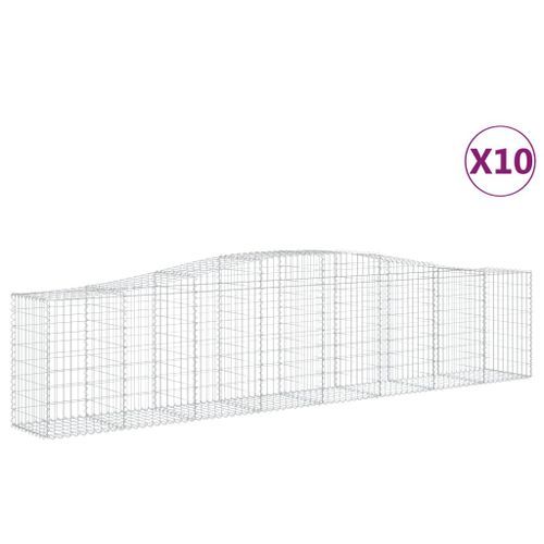 Paniers à gabions arqués 10 pcs 400x50x80/100 cm Fer galvanisé - Photo n°2; ?>