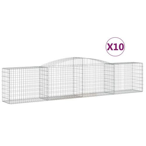 Paniers à gabions arqués 10 pcs 400x50x80/100 cm Fer galvanisé - Photo n°2; ?>