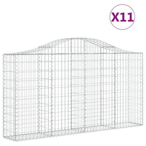 Paniers à gabions arqués 11 pcs 200x30x100/120 cm Fer galvanisé - Photo n°2; ?>