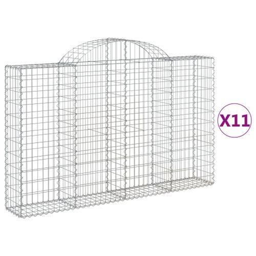 Paniers à gabions arqués 11 pcs 200x30x120/140 cm Fer galvanisé - Photo n°2; ?>