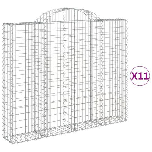 Paniers à gabions arqués 11 pcs 200x30x160/180 cm Fer galvanisé - Photo n°2; ?>