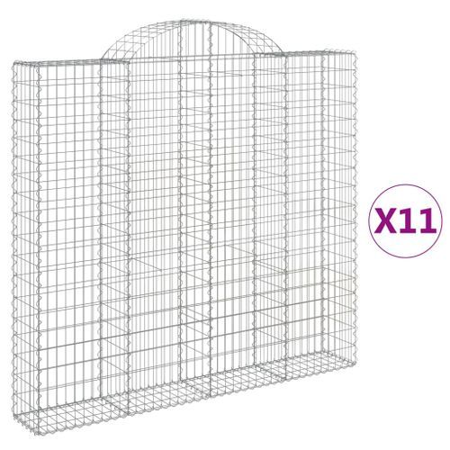 Paniers à gabions arqués 11 pcs 200x30x180/200 cm Fer galvanisé - Photo n°2; ?>