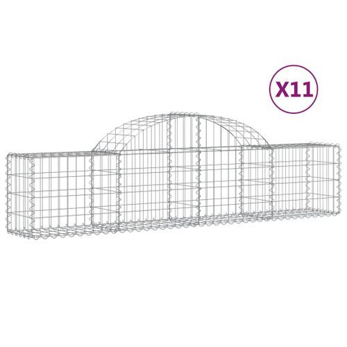 Paniers à gabions arqués 11 pcs 200x30x40/60 cm Fer galvanisé - Photo n°2; ?>