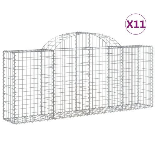 Paniers à gabions arqués 11 pcs 200x30x80/100 cm Fer galvanisé - Photo n°2; ?>