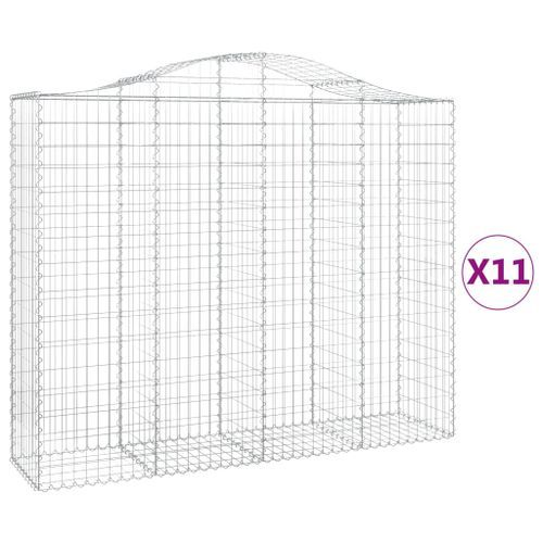 Paniers à gabions arqués 11 pcs 200x50x160/180 cm Fer galvanisé - Photo n°2; ?>