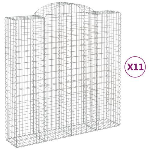 Paniers à gabions arqués 11 pcs 200x50x200/220 cm Fer galvanisé - Photo n°2; ?>