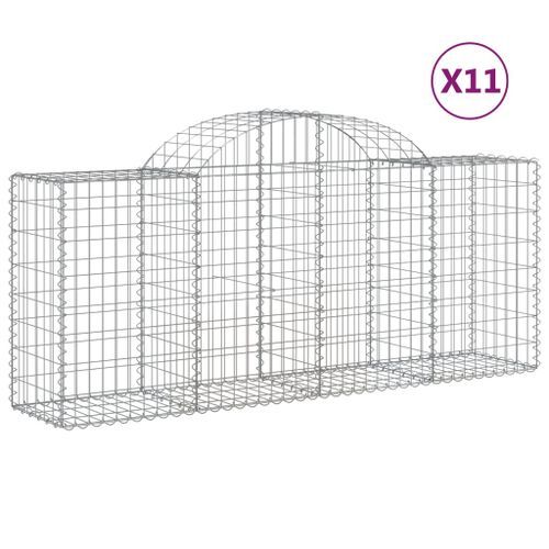 Paniers à gabions arqués 11 pcs 200x50x80/100 cm Fer galvanisé - Photo n°2; ?>