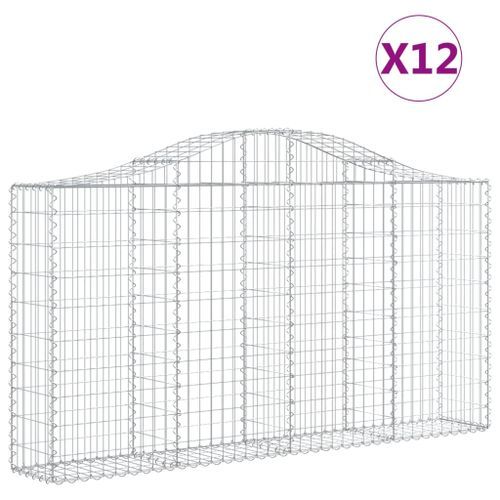 Paniers à gabions arqués 12 pcs 200x30x100/120 cm Fer galvanisé - Photo n°2; ?>