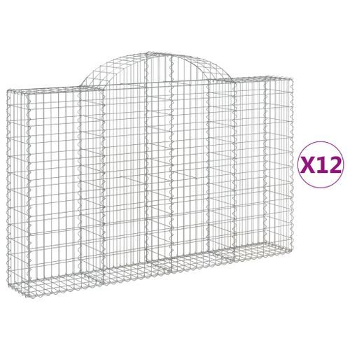 Paniers à gabions arqués 12 pcs 200x30x120/140 cm Fer galvanisé - Photo n°2; ?>