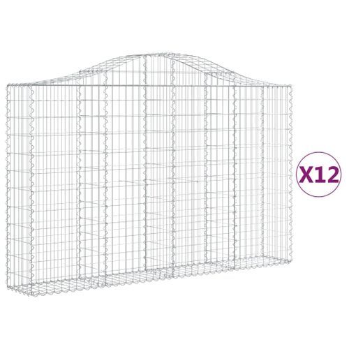 Paniers à gabions arqués 12 pcs 200x30x120/140 cm Fer galvanisé - Photo n°2; ?>