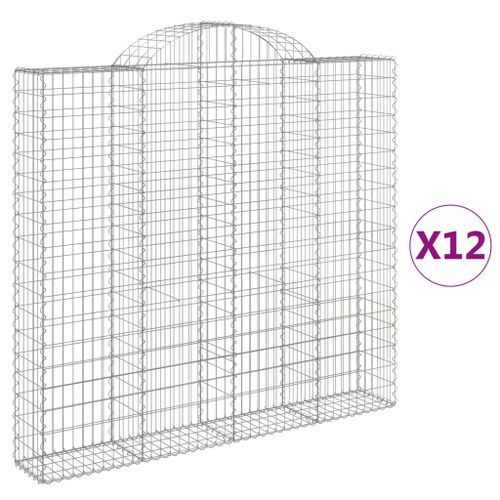 Paniers à gabions arqués 12 pcs 200x30x180/200 cm Fer galvanisé - Photo n°2; ?>