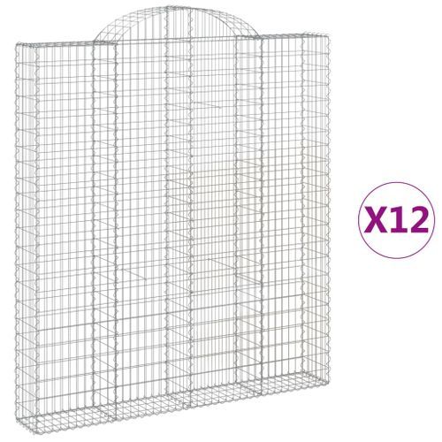 Paniers à gabions arqués 12 pcs 200x30x220/240 cm fer galvanisé - Photo n°2; ?>