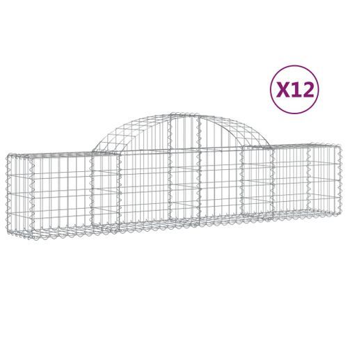 Paniers à gabions arqués 12 pcs 200x30x40/60 cm Fer galvanisé - Photo n°2; ?>