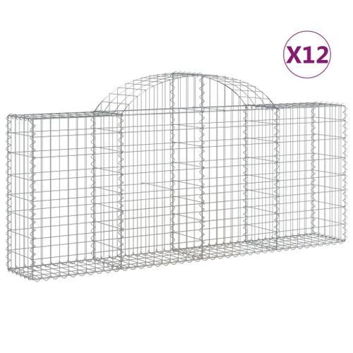 Paniers à gabions arqués 12 pcs 200x30x80/100 cm Fer galvanisé - Photo n°2; ?>