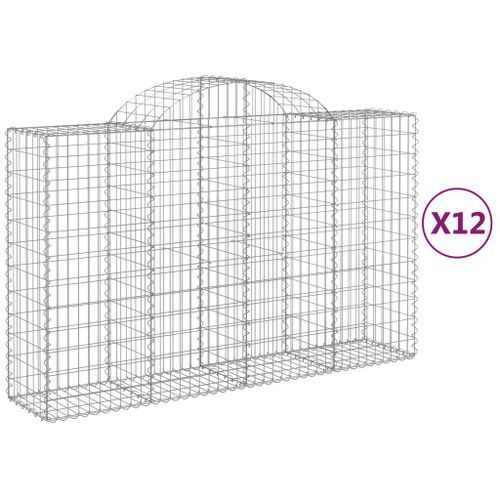 Paniers à gabions arqués 12 pcs 200x50x120/140 cm Fer galvanisé - Photo n°2; ?>