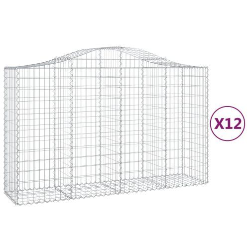 Paniers à gabions arqués 12 pcs 200x50x120/140 cm Fer galvanisé - Photo n°2; ?>