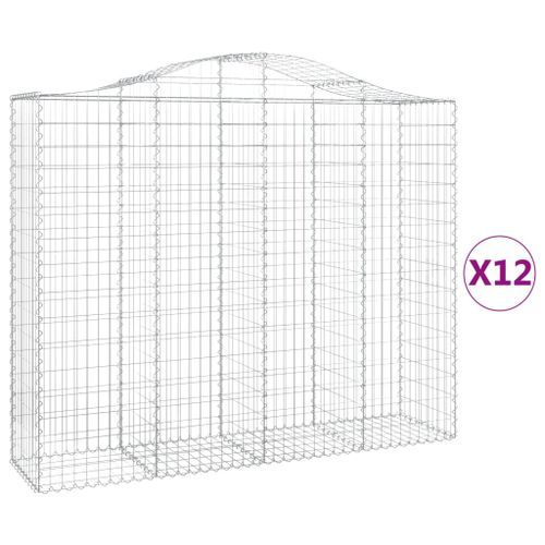 Paniers à gabions arqués 12 pcs 200x50x160/180 cm Fer galvanisé - Photo n°2; ?>