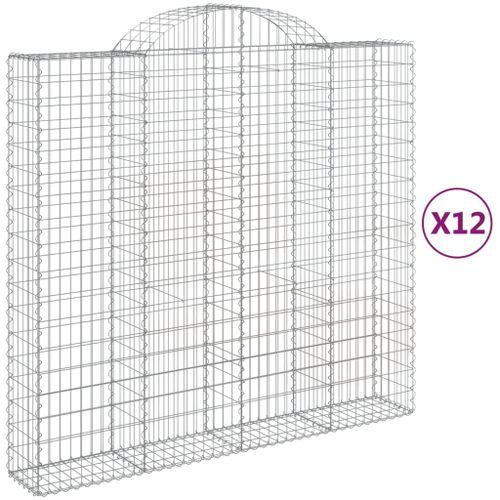 Paniers à gabions arqués 12 pcs 200x50x180/200 cm Fer galvanisé - Photo n°2; ?>