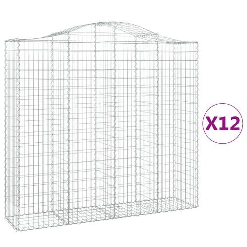 Paniers à gabions arqués 12 pcs 200x50x180/200 cm Fer galvanisé - Photo n°2; ?>