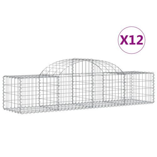 Paniers à gabions arqués 12 pcs 200x50x40/60 cm fer galvanisé - Photo n°2; ?>