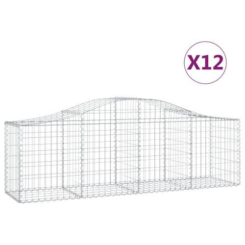 Paniers à gabions arqués 12 pcs 200x50x60/80 cm Fer galvanisé - Photo n°2; ?>