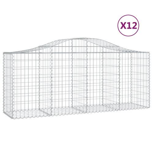 Paniers à gabions arqués 12 pcs 200x50x80/100 cm Fer galvanisé - Photo n°2; ?>