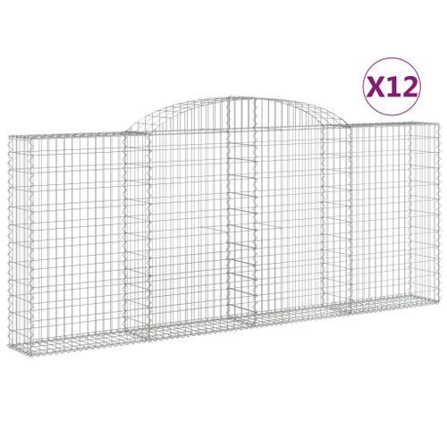 Paniers à gabions arqués 12 pcs 300x30x120/140 cm fer galvanisé - Photo n°2; ?>