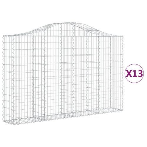 Paniers à gabions arqués 13 pcs 200x30x120/140 cm Fer galvanisé - Photo n°2; ?>