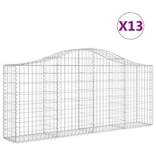 Paniers à gabions arqués 13 pcs 200x30x80/100 cm Fer galvanisé - Photo n°2; ?>