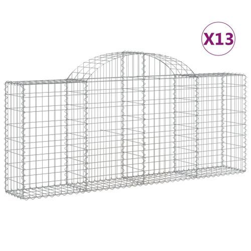 Paniers à gabions arqués 13 pcs 200x30x80/100 cm Fer galvanisé - Photo n°2; ?>