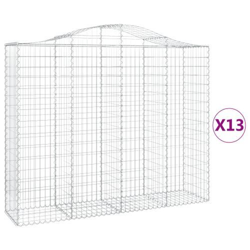 Paniers à gabions arqués 13 pcs 200x50x160/180 cm Fer galvanisé - Photo n°2; ?>