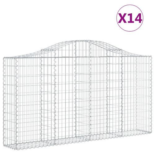 Paniers à gabions arqués 14 pcs 200x30x100/120 cm Fer galvanisé - Photo n°2; ?>