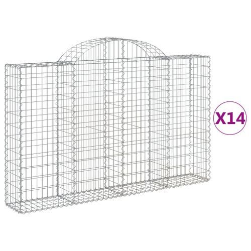 Paniers à gabions arqués 14 pcs 200x30x120/140 cm Fer galvanisé - Photo n°2; ?>