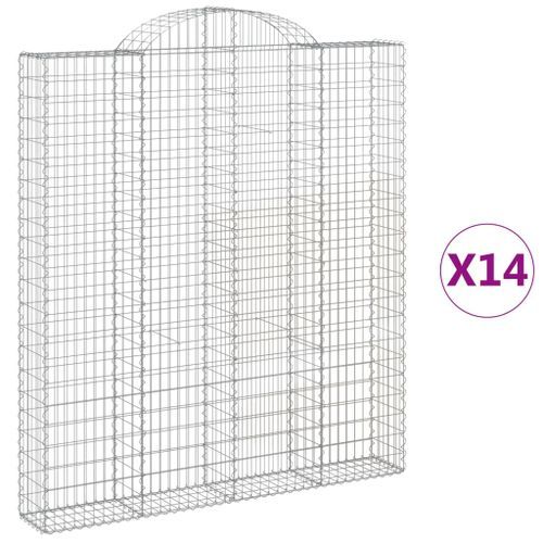 Paniers à gabions arqués 14 pcs 200x30x220/240 cm fer galvanisé - Photo n°2; ?>