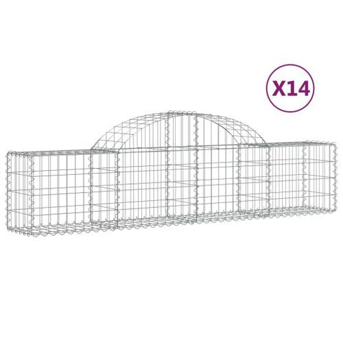 Paniers à gabions arqués 14 pcs 200x30x40/60 cm Fer galvanisé - Photo n°2; ?>