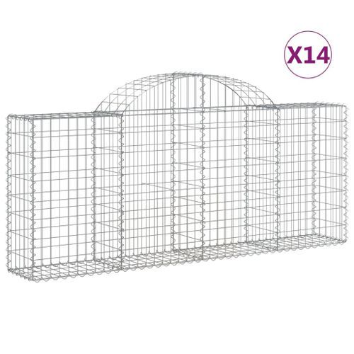 Paniers à gabions arqués 14 pcs 200x30x80/100 cm Fer galvanisé - Photo n°2; ?>