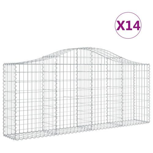 Paniers à gabions arqués 14 pcs 200x30x80/100 cm Fer galvanisé - Photo n°2; ?>