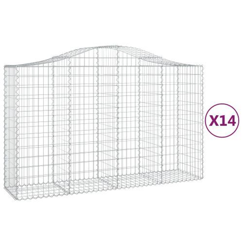 Paniers à gabions arqués 14 pcs 200x50x120/140 cm Fer galvanisé - Photo n°2; ?>