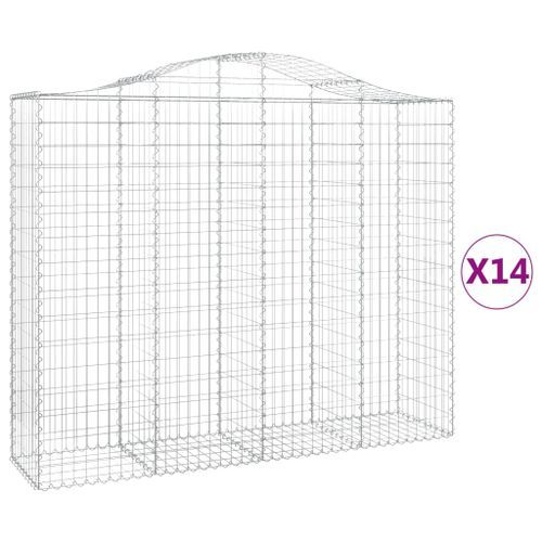 Paniers à gabions arqués 14 pcs 200x50x160/180 cm Fer galvanisé - Photo n°2; ?>