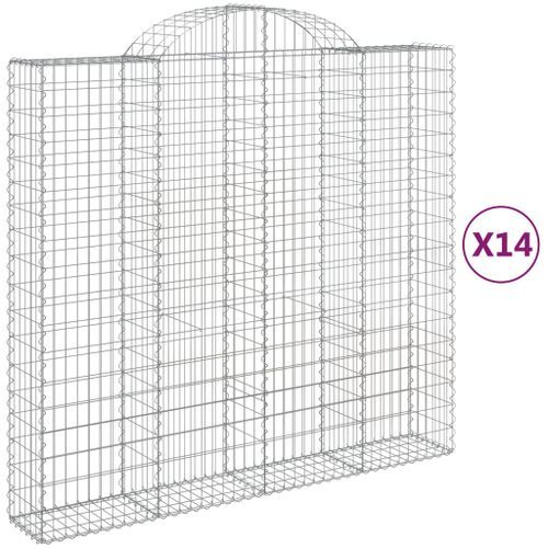 Paniers à gabions arqués 14 pcs 200x50x180/200 cm Fer galvanisé - Photo n°2; ?>