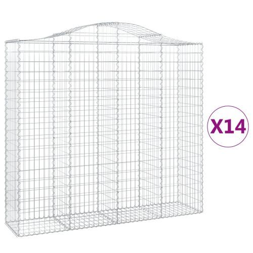 Paniers à gabions arqués 14 pcs 200x50x180/200 cm Fer galvanisé - Photo n°2; ?>