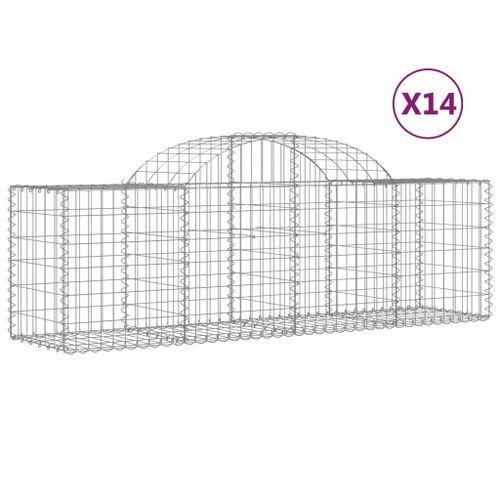 Paniers à gabions arqués 14 pcs 200x50x60/80 cm fer galvanisé - Photo n°2; ?>