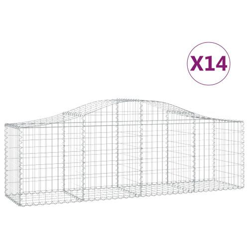 Paniers à gabions arqués 14 pcs 200x50x60/80 cm fer galvanisé - Photo n°2; ?>