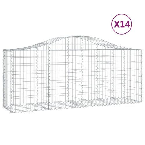 Paniers à gabions arqués 14 pcs 200x50x80/100 cm Fer galvanisé - Photo n°2; ?>